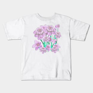 Soft Lilac Flowers and Dew Drops Kids T-Shirt